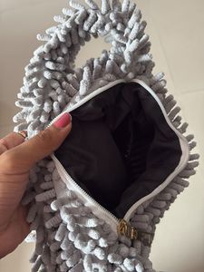 Funky Grey Novelty Chenille Shoulder Bag
