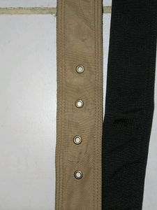 Beige Belt with Gold Buckle