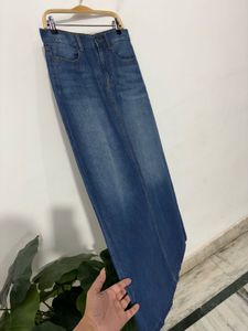 Back Slit Denim Skirt