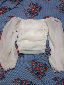 White Sheer Sleeve Top