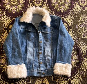Denim Jacket with Fur Trim