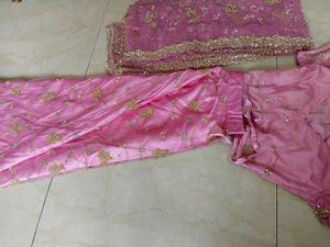 Pink Embellished Ethnic Blouse, Chaniya &amp; Dupatta