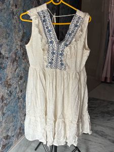 White Embroidered Mini Dress