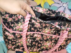 Floral Tote with Pink Accents