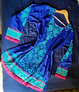 Blue And Pink Printed Warm Kurta.Size 3XL