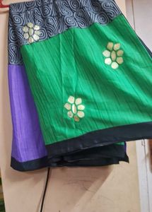 Daily Usage Saree Green With Violet Georget Sare