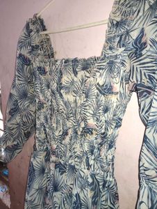 Tropical Print Smocked Dress