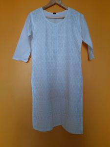 New White Embroidery Kurta