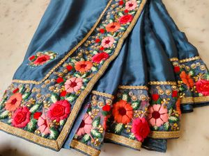 Floral Embroidered Saree |😍🌹