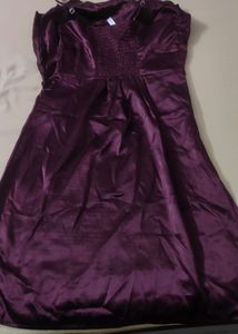 Dark Maroon Dress . Sleeveless. Side Slit . Strap