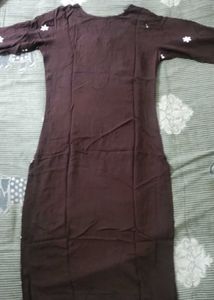 Embroidered Brown Kurta Pant Set