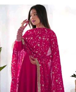 Hot Pink Embroidered Anarkali Suit