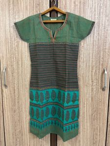 Chanderi Cotton Short Sleeve Kurta (S)