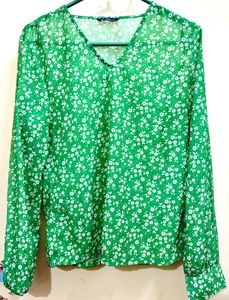 Women Floral Green Full Sleeves Top