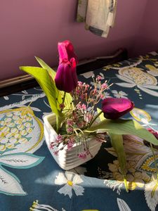 Set Of 1 Artificial Tulip Pink! With3 Xtra Flowers