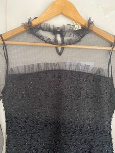 Womens Black One Piece With Stylish Neck Pattern