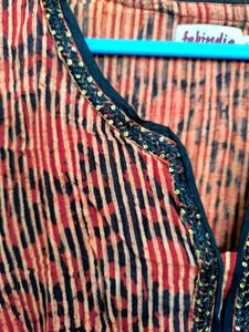 Elegant Plus Size Printed Kurta With Embroidery