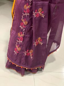 Beautiful Flower Work Saree💜