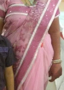 Elegant Pink Saree with Detail