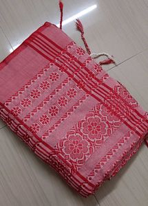 Begumpuri Khadi Cotton Red ♥️ White 🤍 Saree