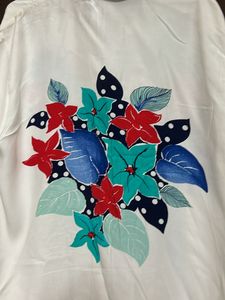Oversized White Printed Shirt