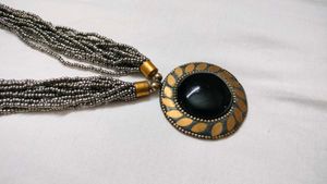 Gold Plated Brass Necklace Grey (Women)