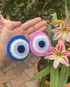 Evil Eye Crochet Keychain