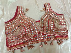 Red Mirror Work Blouse
