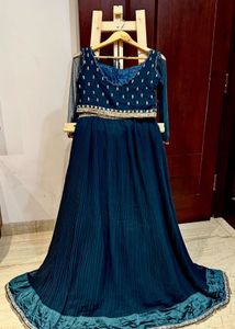 Designer Hand Embroidered Teal Lehenga Choli