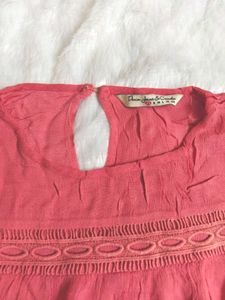 Coral Embroidered Top