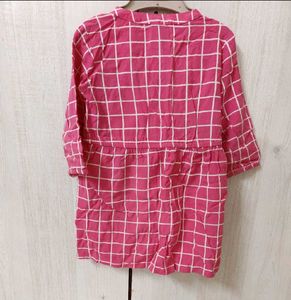 Girls Pink Checkered Top