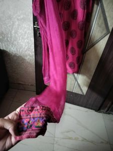 Pink Printed Kurta with soft net Dupatta