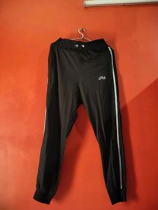 Black Track Pants with White Stripe