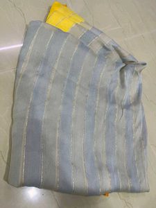 Women Grey &amp; Blue Colour Saree