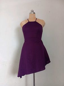 Purple Halter Asymmetrical Dress