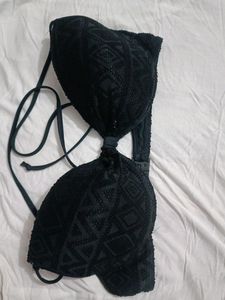 Black Textured Bikini Bra🖤