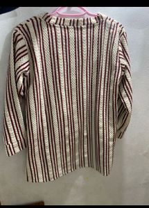 Striped Coffee Graphic Long Sleeve And Skirt