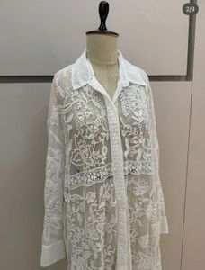 Zara White Embroidered dress