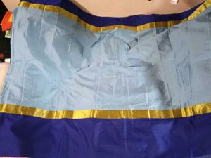 Brand New Cyan+With+Blue Border Cotton Silk Sare