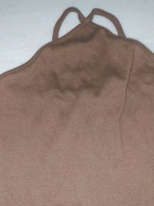 Brown Off-Shoulder Long Sleeve Top