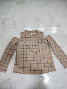 Cold Shoulder Beige Top