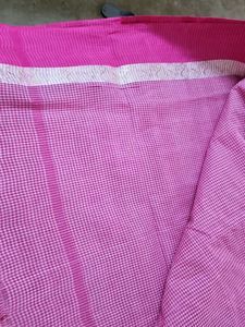 Pink Checked tant Saree