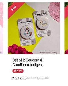 Set of 2 Caticorn &amp; Candicorn badges