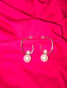 Pearl Drop Hoop Earrings