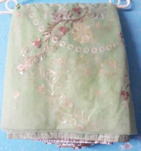 Green Net Saree