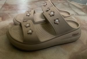 Beige Crocs Classic Clogs