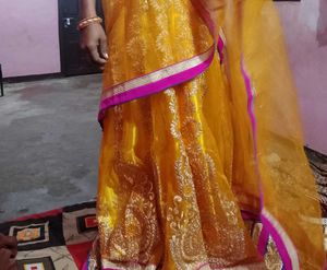 Elegant Yellow Embroidered Lehenga Choli