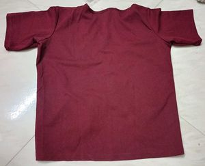 Burgundy Ruched V-Neck Tee