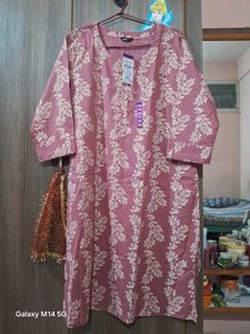 Dusty Rose Floral Print Kurti - Size XXL
