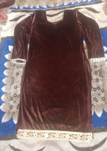 Brown Shaneel kurti &amp; Pajama suit
